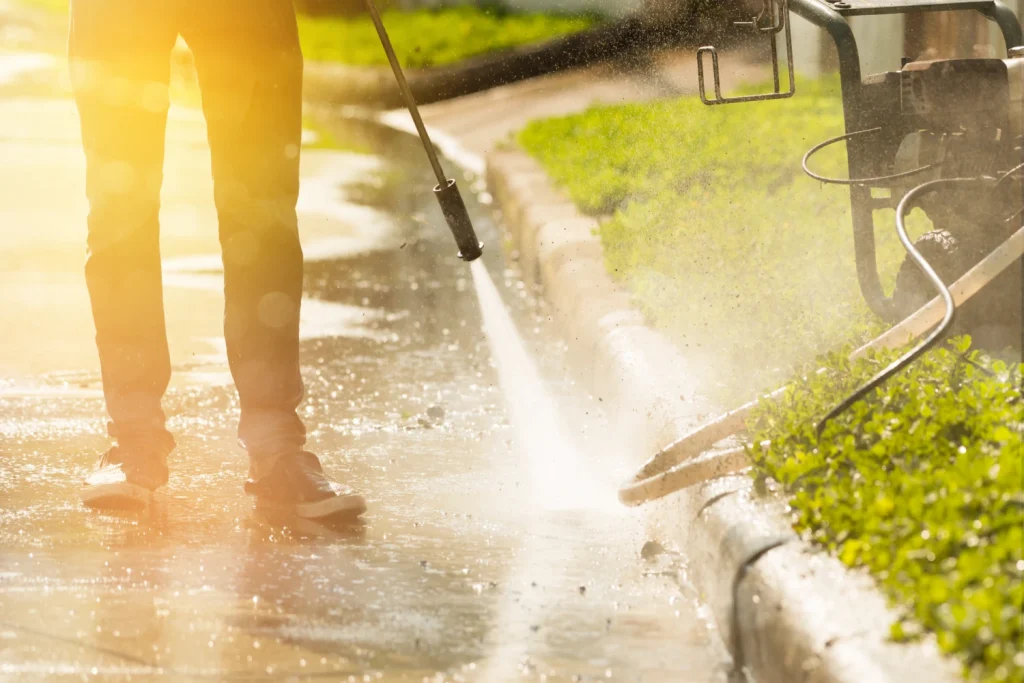 Sidewalk pressure washing